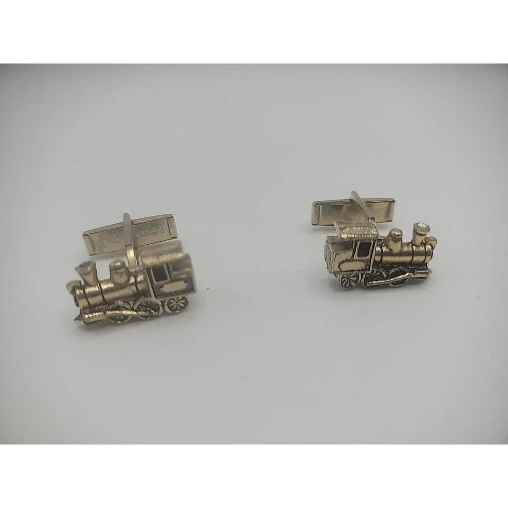 Vintage‎ Sarah Coventry Mens Train Cuff Links Gold Tone Jewelry Costume